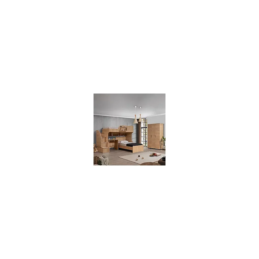 Setay Aura Genç/çocuk Odası Takımı, Aura Ranza Karyola Masa + 3 Kapılı Dolap - 90 x 200 cm - Açık Ceviz