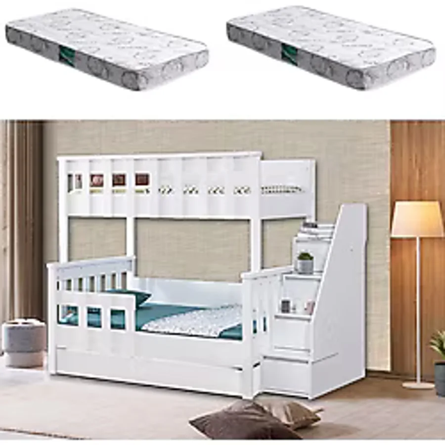 Setay Diva Mdf Profil Ayrılabilir Yavrulu Ranza + 2 Adet Comfort Yatak - Beyaz - 100 x 200 cm