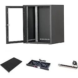 SETRACK 19'' 7U 600X600 DUVAR TİPİ RACK KABİNET+SABİT RAF+2Lİ FAN MODÜLÜ+6LI GRUP PRİZ