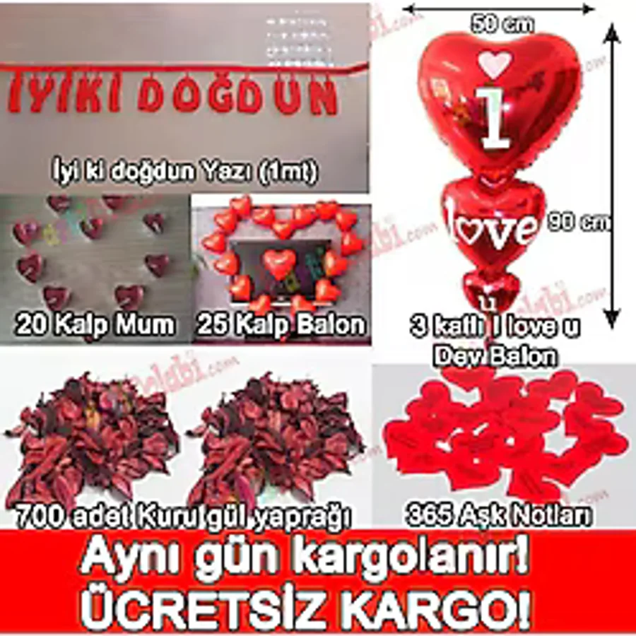 Sevgiliye Doğum Günü Dekorasyonu Ev, Masa Süslemeleri Paketi