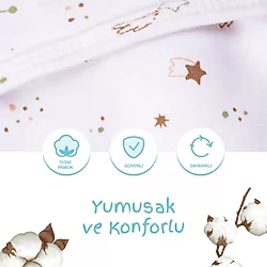 Sevi Bebe 0 -3 AY Desenli Kundak %100 Pamuk - YENİ