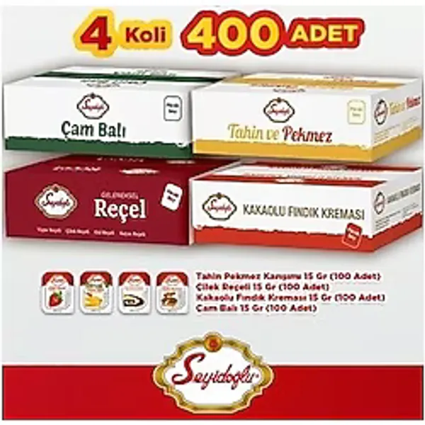 Seyidoğlu Mega Piknik Kahvaltılık Reçel + Tahin Pekmez + Bal + Fındık Kreması 15 gr 400'lü - 6 kg