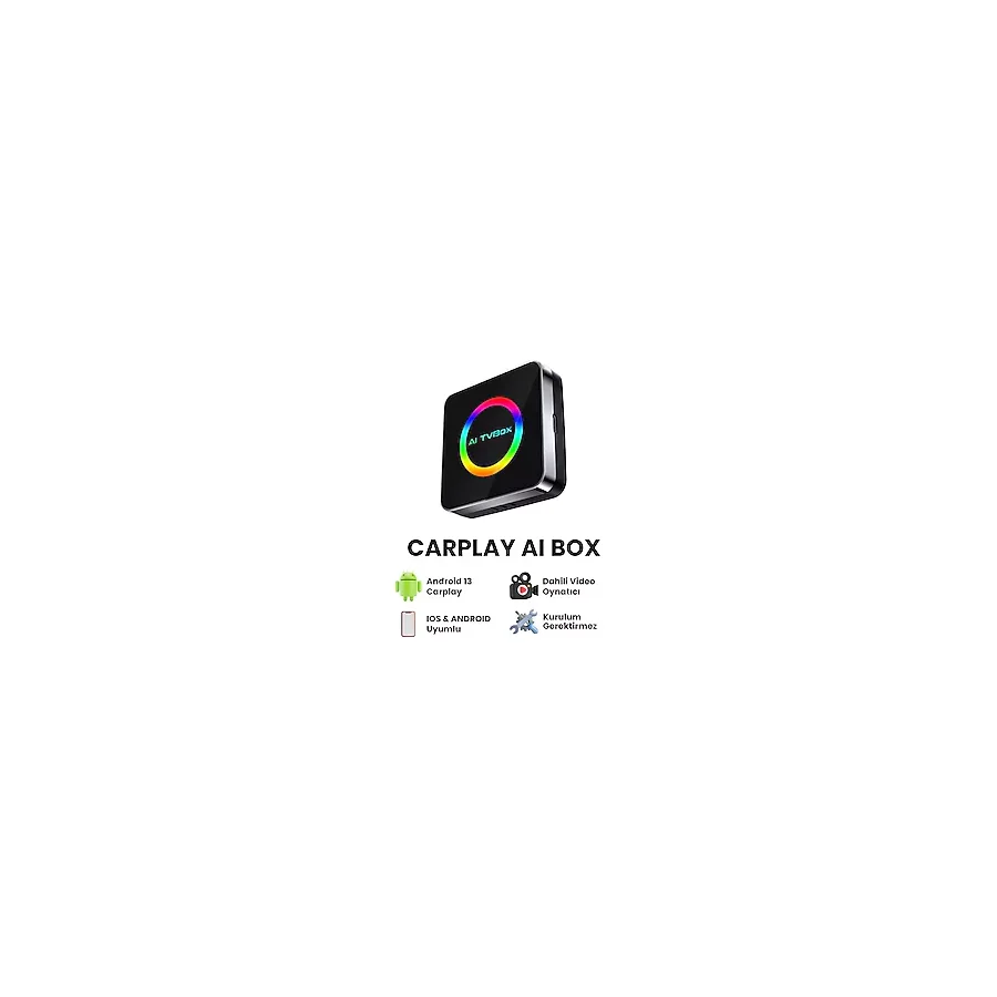 Seyutech Carplay Aı Box Dönüştürücü Ios ve Android Uyumlu Kablosuz Multimedya Carplay Dönüştürücü - Siyah