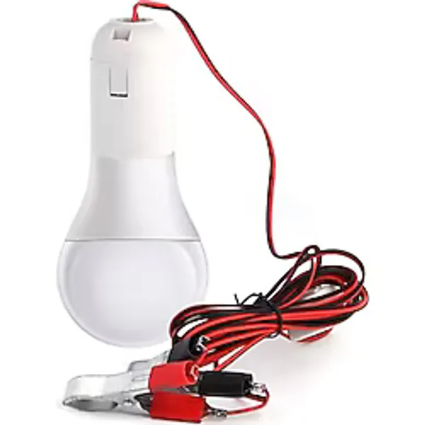Seyyar Lamba 1.5 Metre Kablolu, Akü maşalı, 12 Volt, 5 Watt, Beyaz 6500K, Led Ampul, (DC 12 Volt Aküler İçin), Kamp, Karavan, Tekne için Seyyar Aydınlatma (1 ADET)