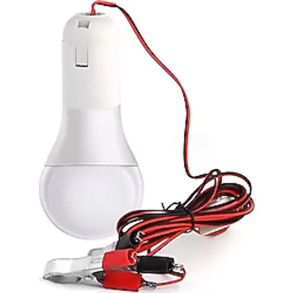 Seyyar Lamba 1.5 Metre Kablolu, Akü Maşalı, 12 Volt, 5 Watt, Beyaz 6500K, LED Ampul, (Dc 12 Volt Aküler İçin), Kamp, Karavan, Tekne İçin Seyyar Aydınlatma (1 Adet) - Amber