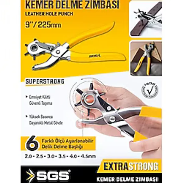Sgs 1080 Kemer Delme Zımbası Kemer Delici Kemer Delme Pensesi 6 Farklı Ölçü