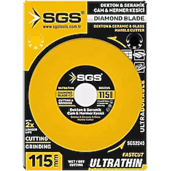 Sgs 2245 Cam-Dekton-Seramik-Mermer Hassas Elmas Kesici 115 mm