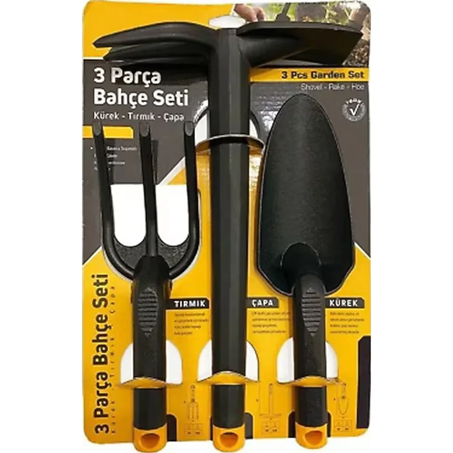 Sgs 3 Parça Bahçe Seti - Çapa Tırmık Kürek Set