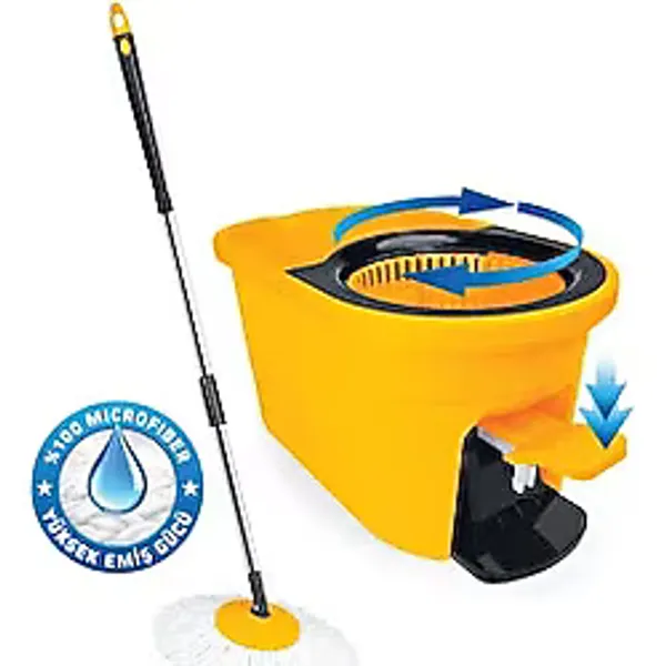 SGS Sgs 4221 Tripton Pedallı Mikrofiber 360° Döner Başlıklı Mop Ve Kova Paspas Temizlik Seti