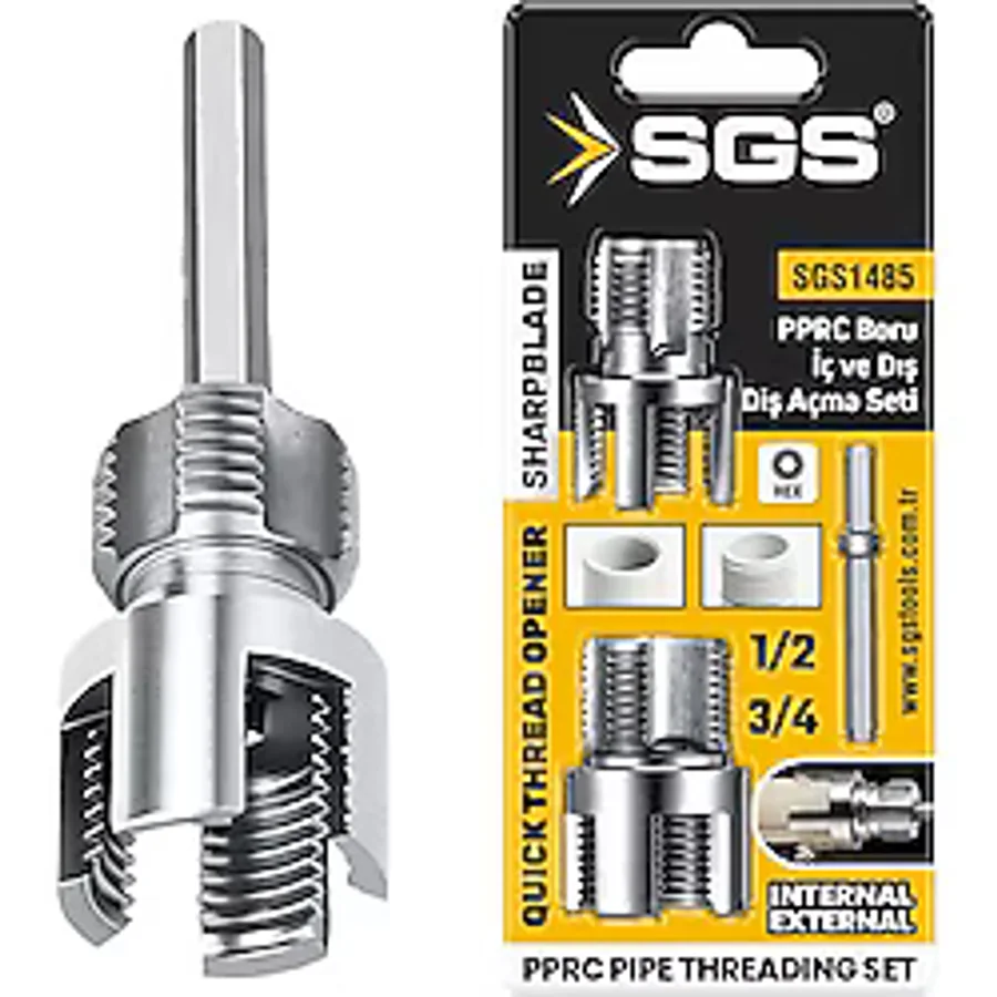 SGS SGS1485 2 Li İç Dış Plastik Boru Diş Açma Seti 1/2 Ve 3/4 İnç PVC Boru Pafta Klavuz 20mm 25mm PPRC