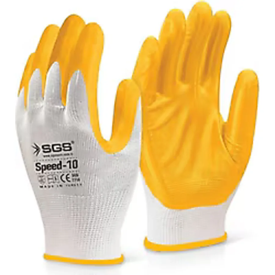 Sgs SGS7710 Speed 10 Nitril Kaplama Örme Sarı İş Eldiveni
