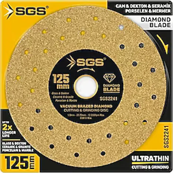 Sgs2241 Profesyonel Dekton Cam Granit Mermer Porselen Hassas Elmas Kesici Gold 125 Mm