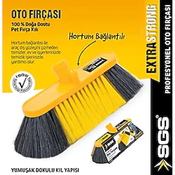 Sgs4165 Oto Fırça 23Cm Sapsız Otomobil Yıkama Fırçası Hortum Girişli Araba Fırçası Yumuşak Kıllı