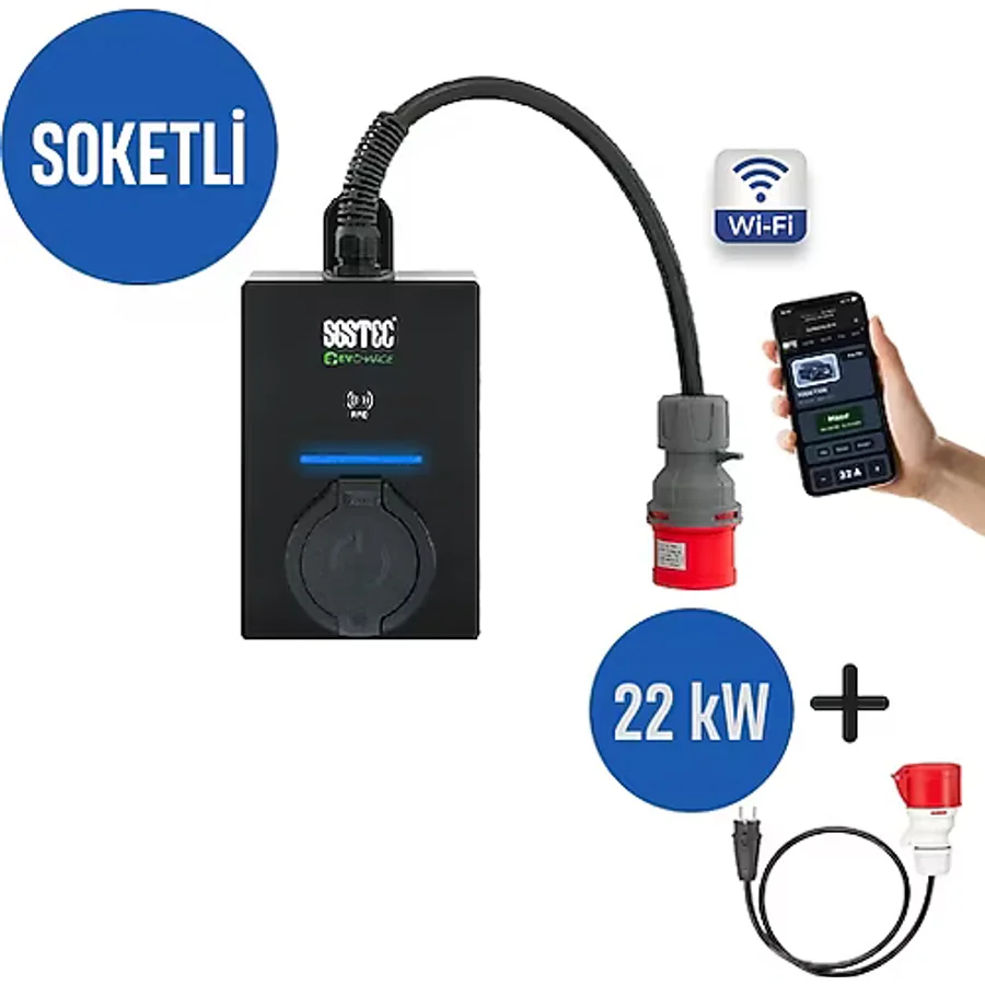 SGSTEC Flex 22kW Soketli Elektrikli Araç Şarj Cihazı