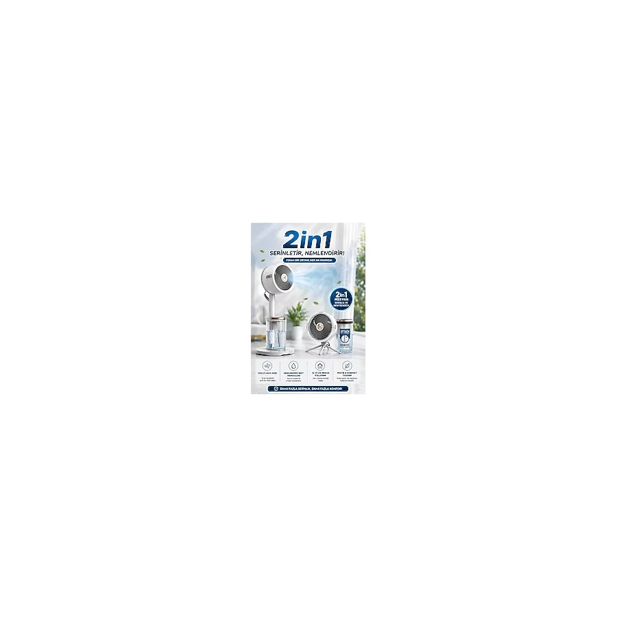 Shark Flexbreeze Pro Mist Beyaz Buharlı Vantilatör 15 Saat Şarjlı Kablosuz Kullanım 20M Etkili 5 Hız Ayarı Hibrit Ayaklı Masaüstü Dış Mekan Fanı