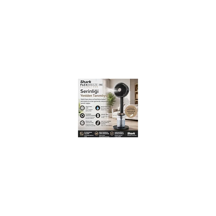 Shark Yeni Pro Buharlı Fan - Kablosuz Taşınabilir Serinlik, Buhar Teknolojisi, Güçlü Hava Akışı, Iç ve Dış Mekan Kullanımı, Uzun Pil Ömrü ve Akıllı Kontrol Özellikleriyle Üst Düzey Konfor