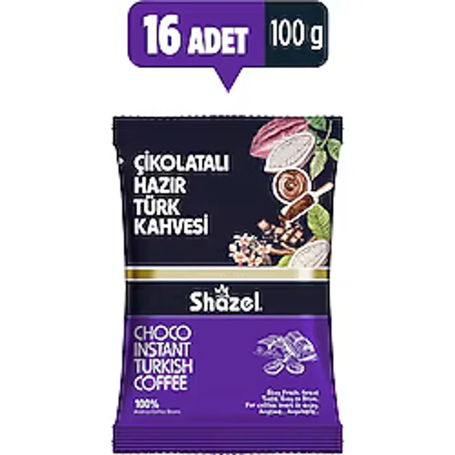 Shazel Çikolatalı Hazır Türk Kahvesi 100 gr 16'lı