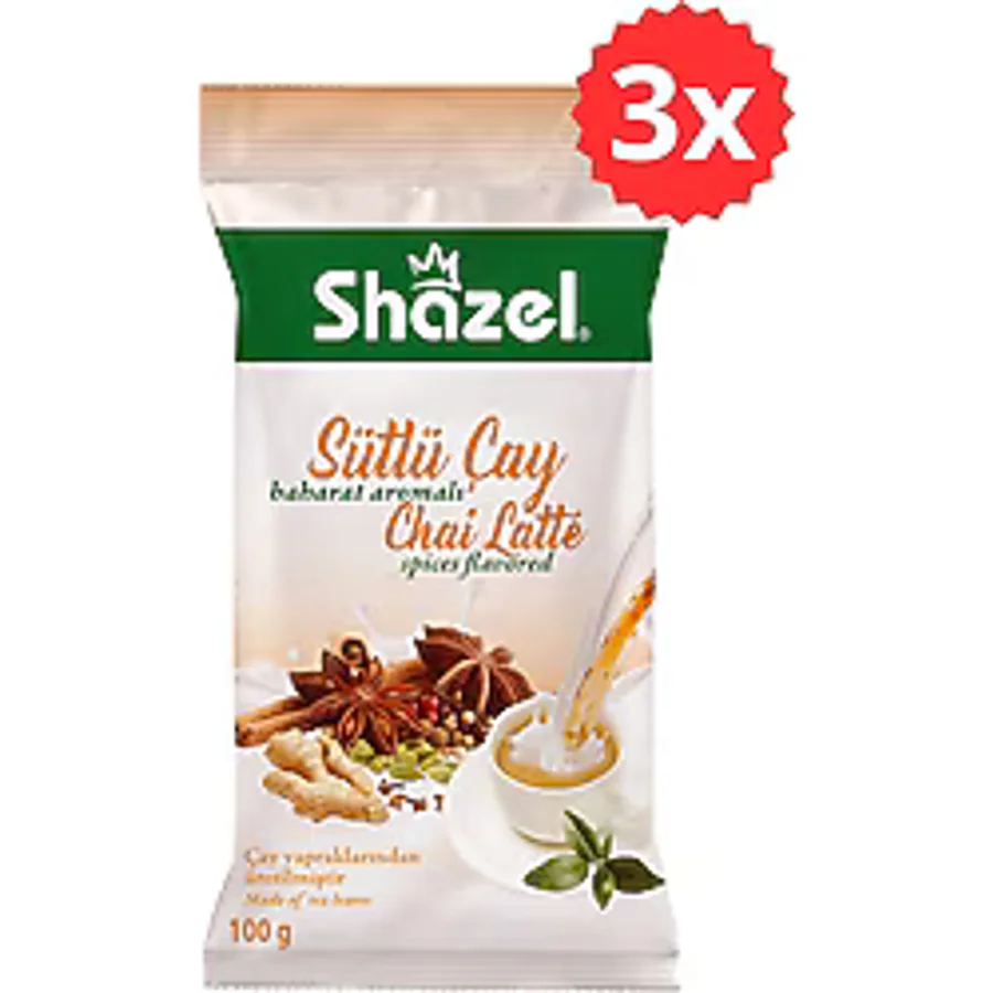Shazel Sütlü Çay Chai Latte Baharat Aromalı 100 gr x 3 Adet