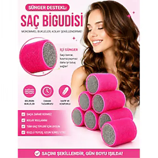 SheMask Bigudi Isısız Saç Şekillendirme Seti Sünger Destekli Saç Bigudisi Kendinden Yapışkanlı Saç Sosisi Bigudi Seti Isısız Bukle Saç Aksesuarları