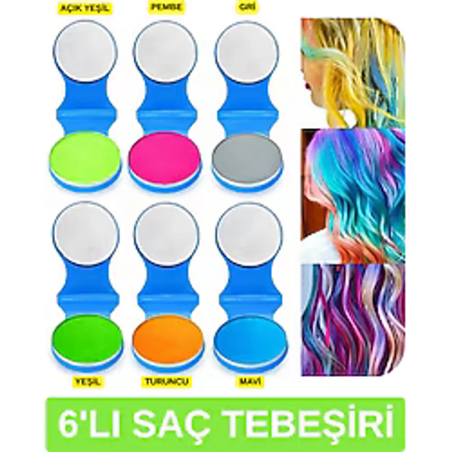 SheMask Saç Tebeşiri Saç Boyama Tebeşiri 6'lı Renkli Saç Tebeşiri Seti Saç Boyama Seti Geçici Saç Boyası