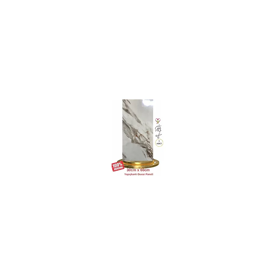 Shiny Royal Marble Mermer Desenli 60x30cm Yapışkanlı Mutfak Banyo Kaplama Duvar Paneli Kağıdı Cf-004 Çok Renkli