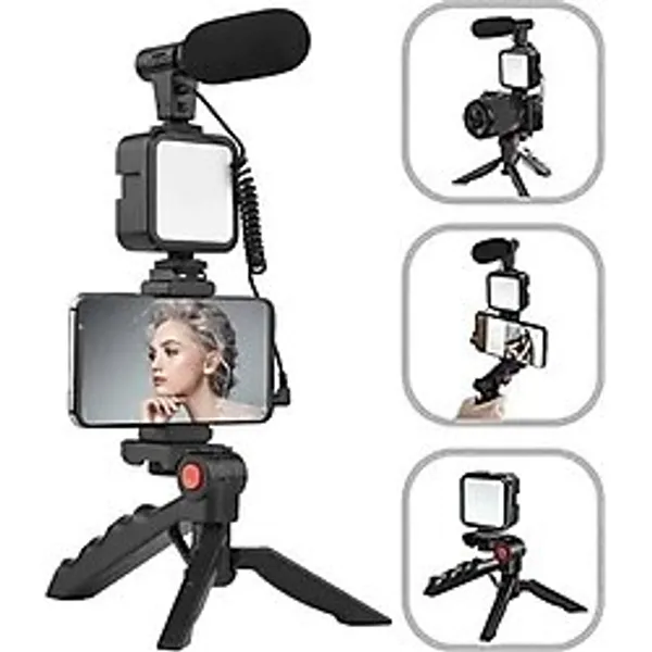 Shnstore Tripod Telefon Tutucu Kumandalı Mikrofon LED Işık Vlog Video Kayıt SHNTKND0720 - Çok Renkli - Elektronik Elektronik (XML) Foto & Kamera Aksesuarı (XML)