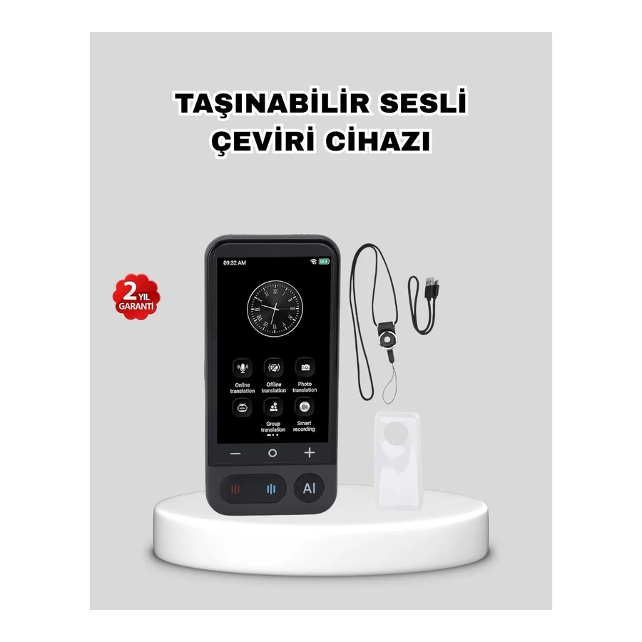 Shopwave Taşınabilir Akıllı Sesli Çeviri Cihazı - 139 Dil Desteği, Dokunmatik Ekran