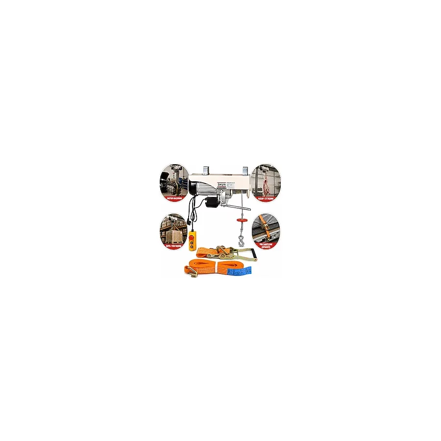 Shun Elektrikli Mini Vinç Caraskal 600/1200 Kg Uzaktan Kumandalı + 2 Ton 10 m Spanzet Seti
