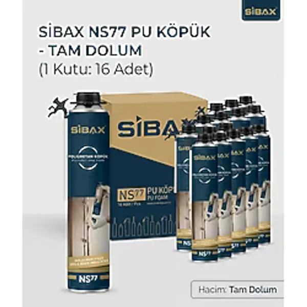 Sibax NS77 Poliüretan PU Dolgu Köpüğü - Montaj Köpük 840 gr. - 16'lı Paket / 1 Kutu // Tam Dolum
