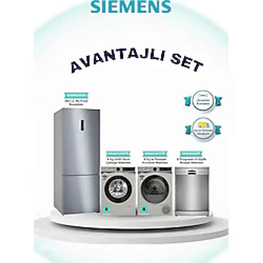Siemens 4'lü Set Buzdolabı(KG55NCIE0N) Çamaşır(WG42K2ZXTR) Kurutma(WQ42J20XTR) Bulaşık(SN216I00DT)