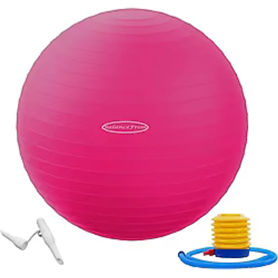 Signature fitness jimnastik topu, yoga topu, fitness topu, hızlı pompalı doğum topu, 0,9 kg kapasite, pembe, 86,4 cm, XLL