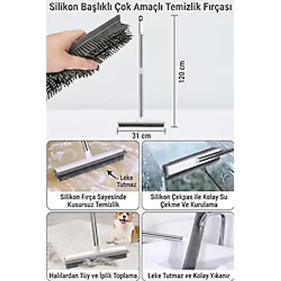 SİHİRLİ MOP Silikon Yer Silme Fırçası Yıkama Fırçası Çekpaslı Kauçuk Süpürge