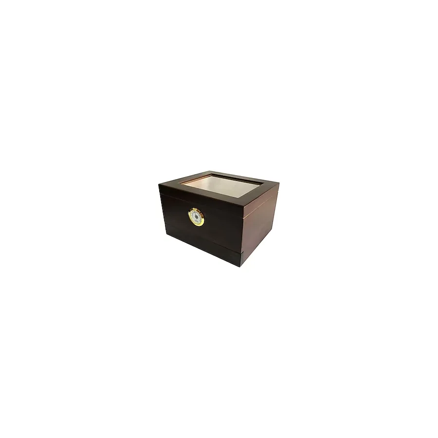 Sikarlan Cedar Camlı Çekmeceli Puro Kutusu Humidor Kahve 40s