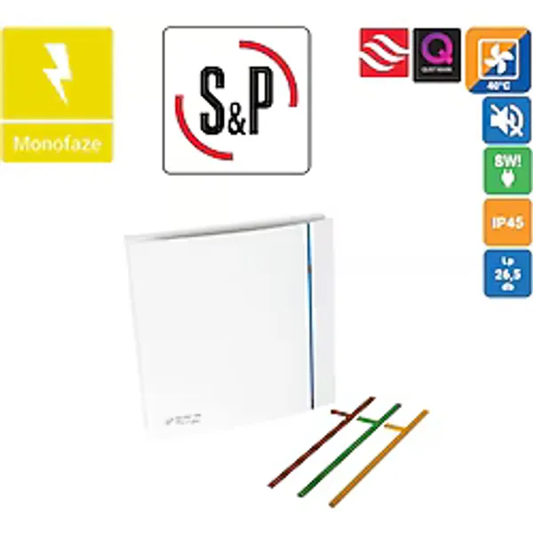 Silent Design Banyo WC Fanı 100'lük sessiz Soler&Palau Silent 100 CZ Design Havalandırma Fanı Çok Renkli Değişen Renkli Sp Soler Palau