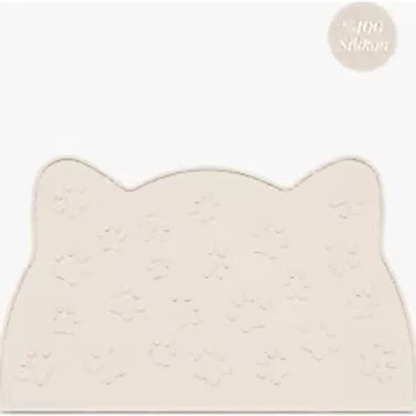 Siliconly%100 Silikon Kokusuz Plastik ve Pvc İçermez Kedi Beslenme Paspası Kedi Mama Matı Ekru