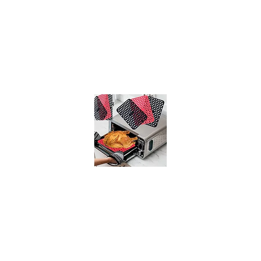 Silikon Pişirme Kağıdı, Çok Amaçlı, Air Fryer, Fırın, Tencere ve Mikrodalga Uyumlu, Yanmaz Yapışmaz Sürekli Kullanıma Uygun Delikli Yıkanabilir Pişirme Matı 20x13 cm 1 Adet