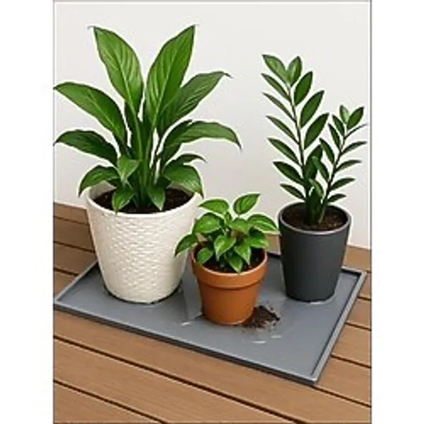 Silikon Saksı Altlığı ve Viyol Tepsisi (60X40 Cm) - Su Geçirmez Bitki Koruyucu Mat, Fide Yetiştirme ve Çiçek Altlığı, Yükseltilmiş Kenarlı Saksı Tablası, Gri Renk