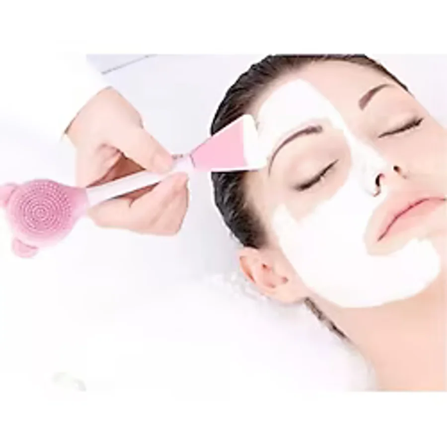 Silikon Yüz Temizleme Fırçası ve Maske Uygulama Spatulası