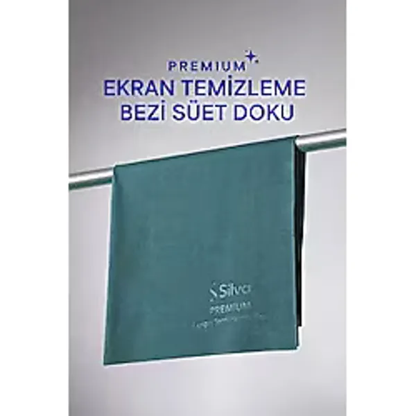 Silva Premium Ekran Temizleme Bezi Süet Doku 30x30 cm, Mikrofiber Ekran Temizleyici, TV Monitör Laptop Tablet Telefon Gözlük İçin, Spreysiz Kuru Temizlik, İz ve Hav Bırakmaz, Petrol Yeşili