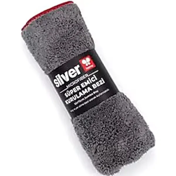 Silver Home Jumbo Mikrofiber Süper Emici Havlu Kurulama Temizlik Bezi - Gri - 50X70 Cm. - 1 Adet