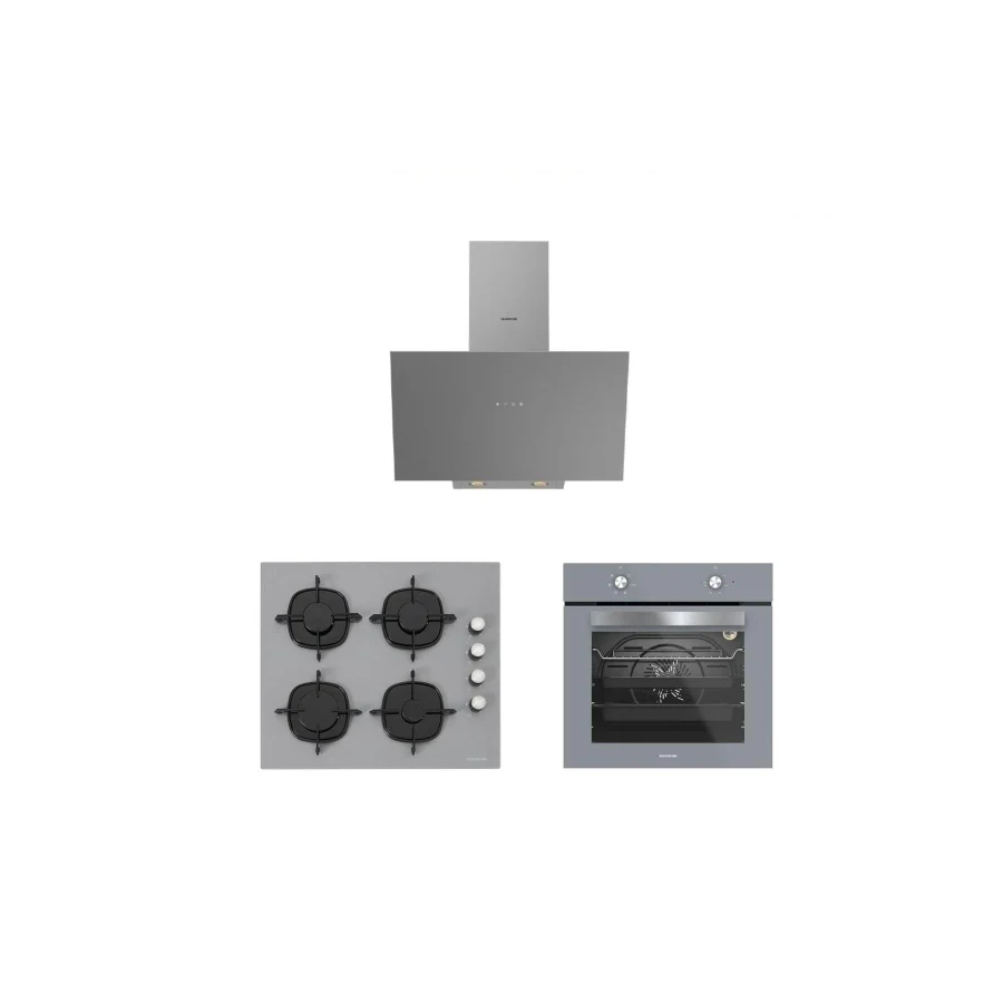 Silverline 3'lü Gri Cam Ankastre Set (3481 Flam 60 Gri+cs5335s02+bo65e1s01)