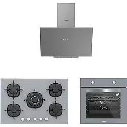 Silverline 3'Lü Gri Cam Ankastre Set (3481 Flam 60 Gri+Cs5365s01+Bo65e1s01)