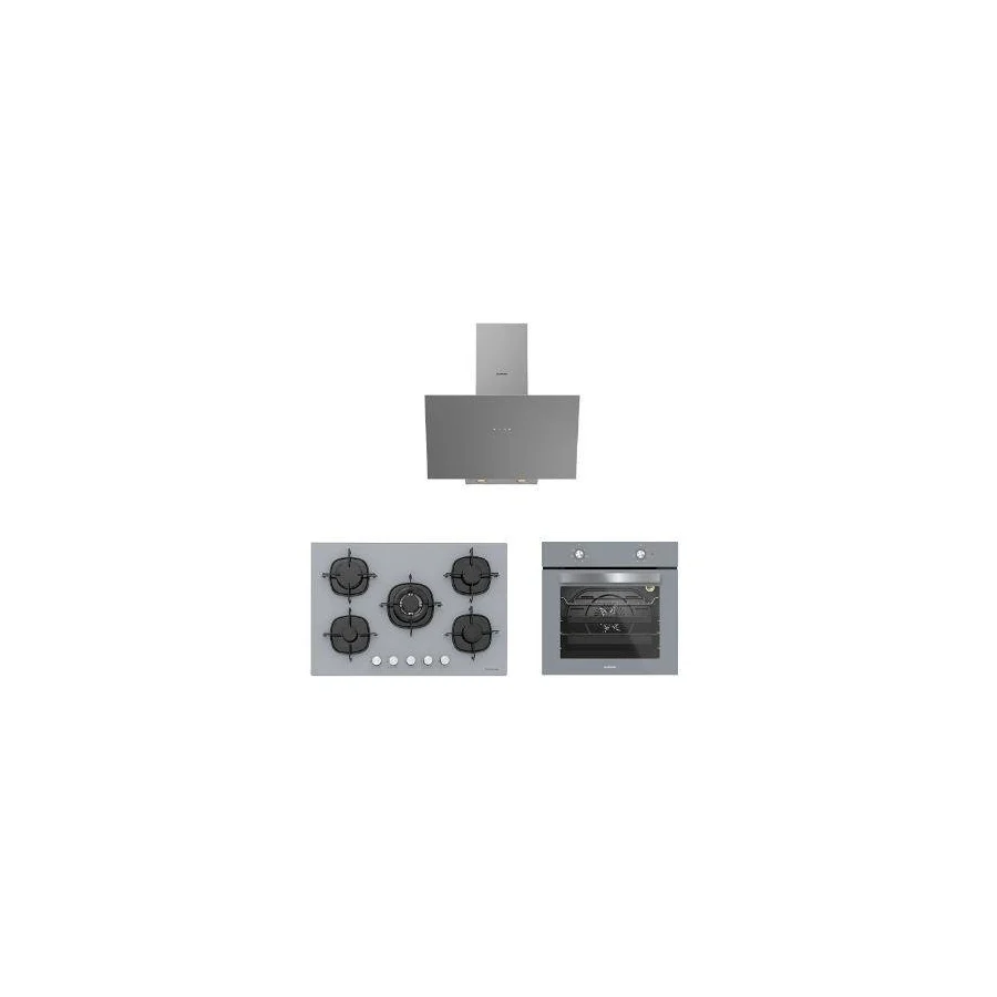 Silverline 3'Lü Gri Cam Ankastre Set (3481 Flam 60 Gri+Cs5365s01+Bo65e1s01)