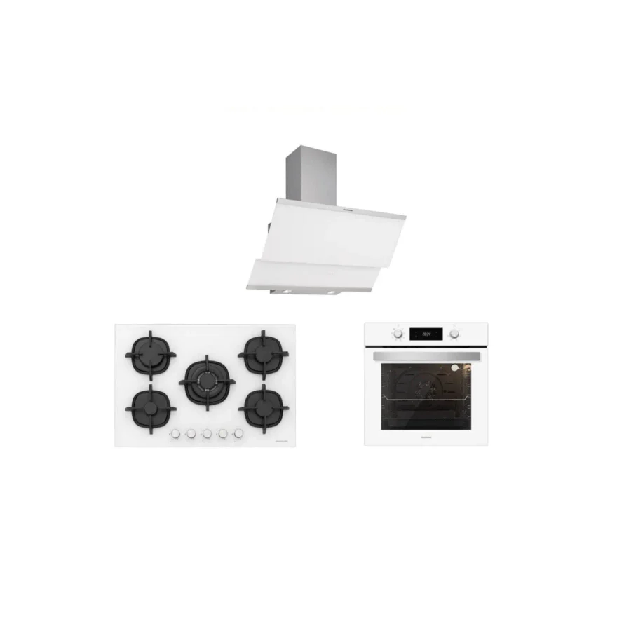 Silverline Beyaz Cam Ankastre Set 5 Yıl Garanti (3420 Classy 60+Cs5364w01+Bo6504w01)
