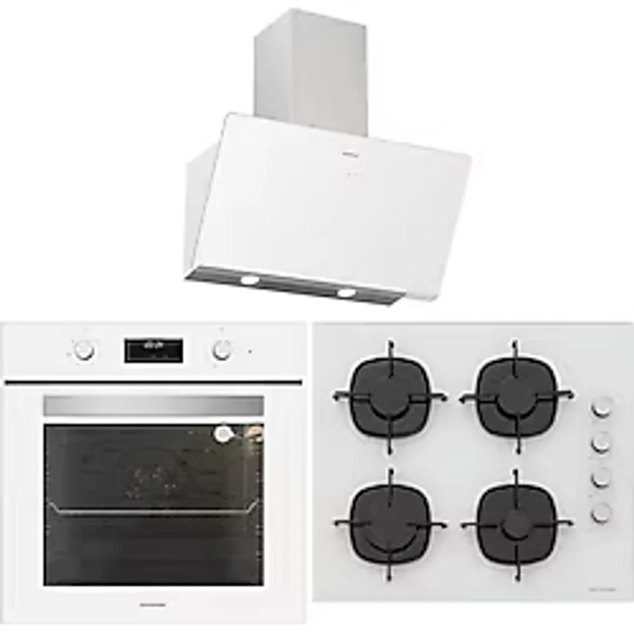Silverline Bo6502w02 - Cs5335w01 - 3457 Soho 60 Beyaz Cam Ankastre Set