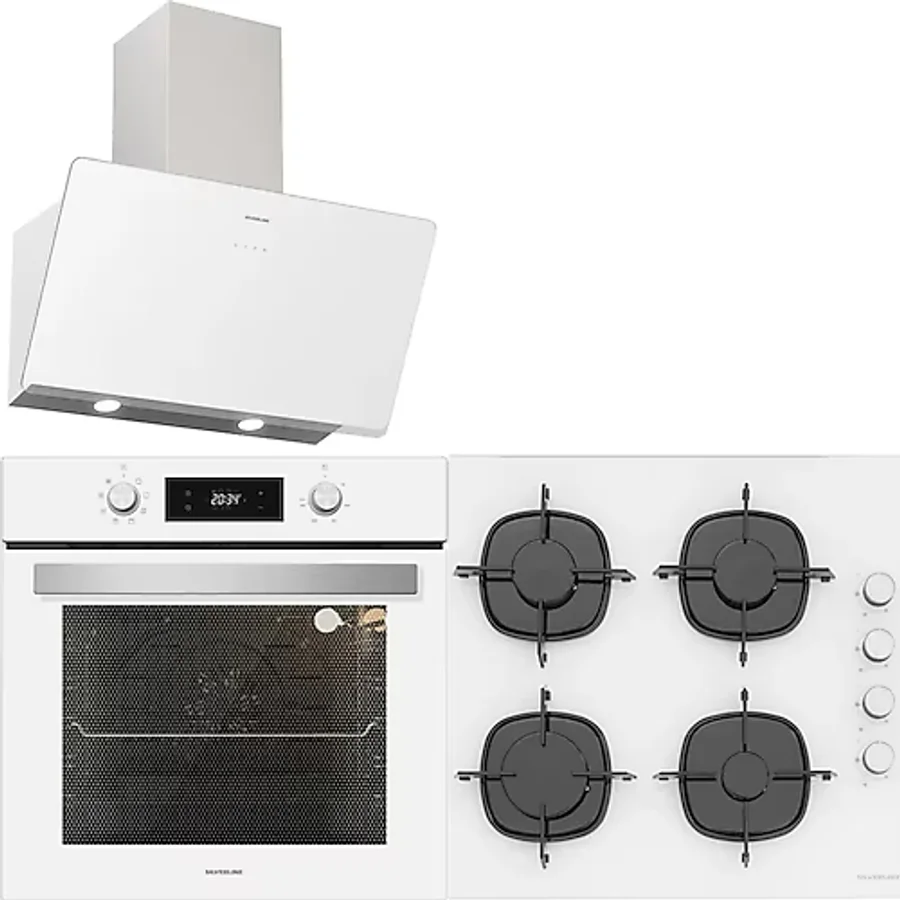 Silverline BO6504W01 - CS5335W01 - 3457 Soho 60 Beyaz Cam Ankastre Set
