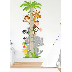 Sim Tasarım Sevimli Safari Hayvanları Temalı Boy Ölçer Duvar Sticker