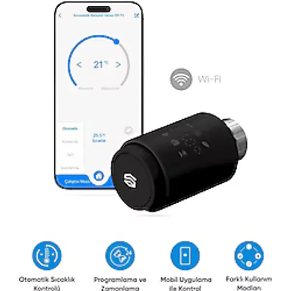 Şımart SM-TRV-W Wi-Fi Akıllı Termostatik Radyatör Vanası
