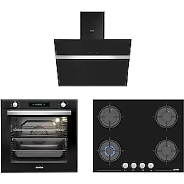 Simfer 8 Fonksiyon 80 Lt XXL Siyah Multi Turbo Dijital Ankastre Set ( 7381 Fırın + 3653 Ocak + 8611 Davlumbaz)