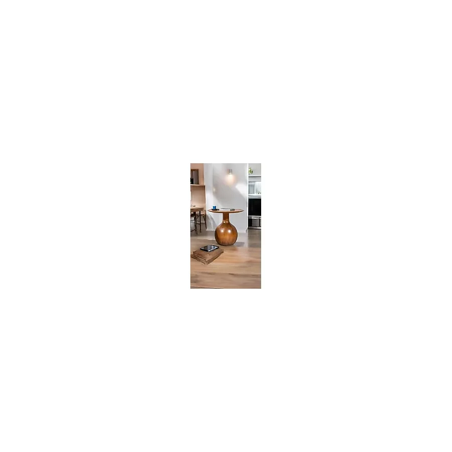 Simillo Home & Living Wood Tekli Mantar Sehpa - Tik Ağacı Renk Ahşap Orta Sehpa & Dekoratif Fiskos